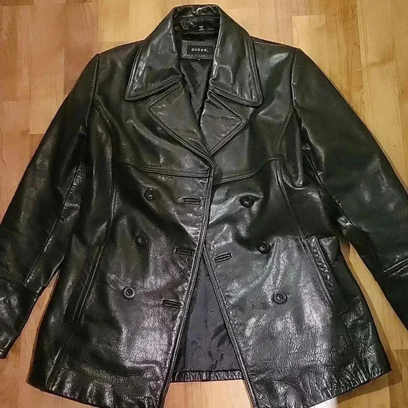 Guess Genuine Leather Jacket Vintage Black M - Picture 1 of 10